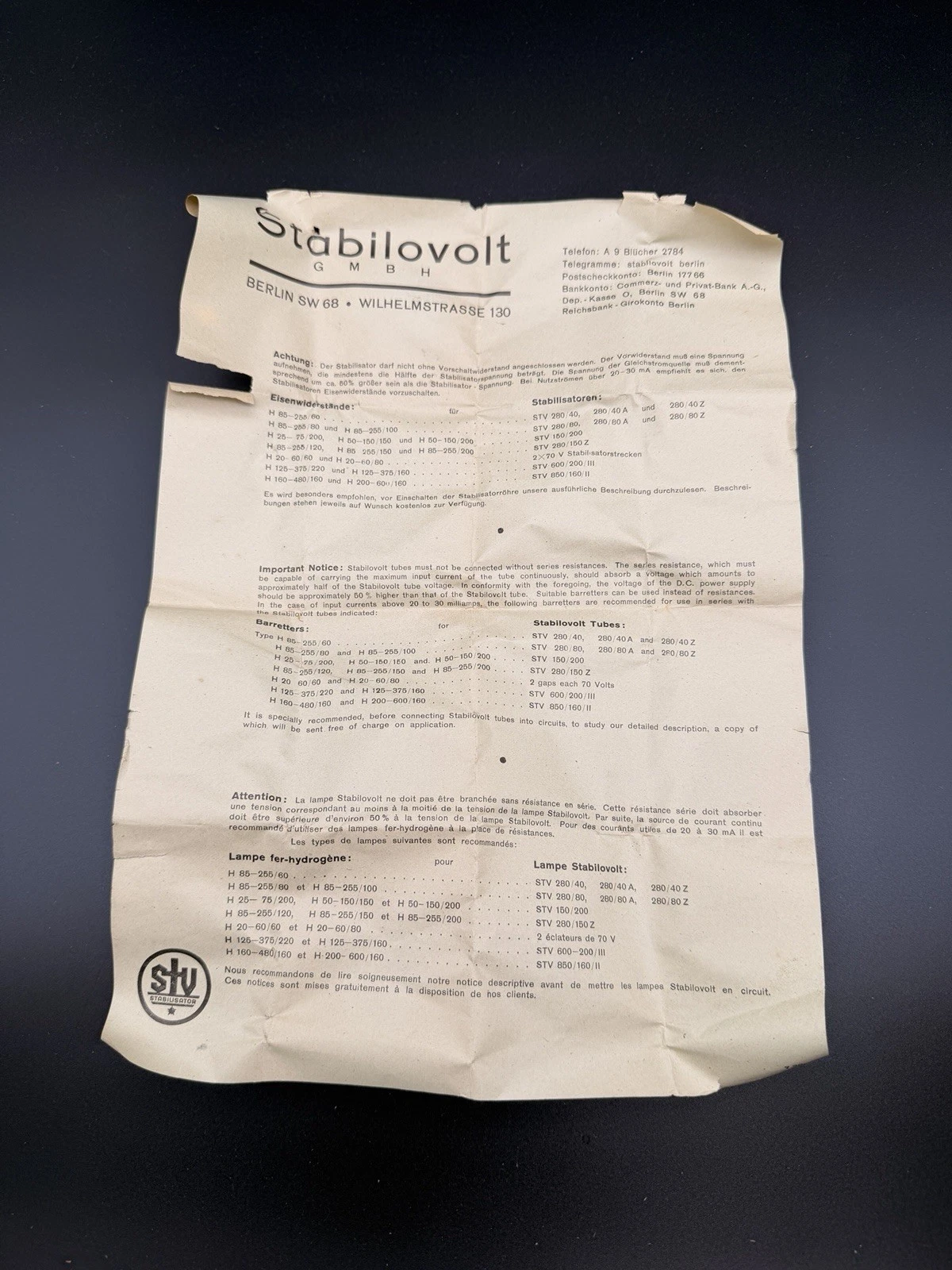 Stabilovolt STV 280/40 scatola e documentazione originale